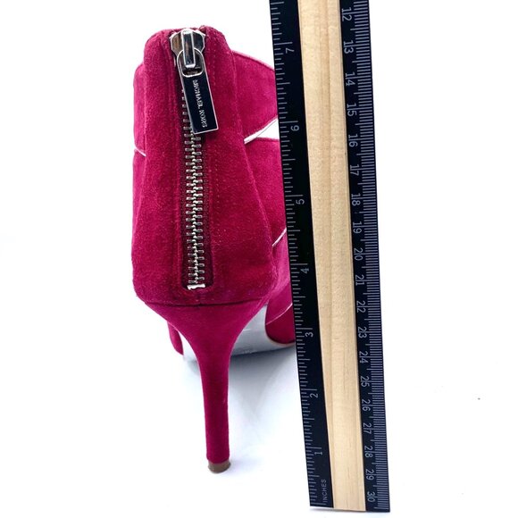 Michael Kors Mavis Suede Gladiator Fuchsia Strappy Heeled Sandals 9 Zip Back - Picture 8 of 10